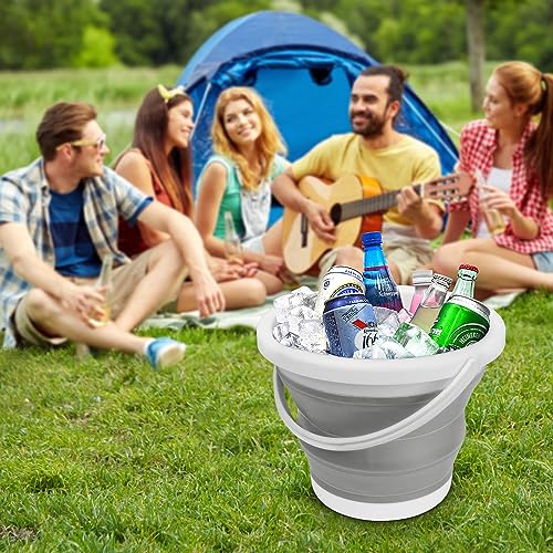 BIDFUL Collapsible Mop Bucket and Ice Bucket-5L(1.3 Gallon) Household Cleaning Silicone Dust Mops Bucket with no Wringer Set,Portable Bathroom Cleaning Supplies Bucket for Cleaning Caddy Spin Mops for Floor - Image 4