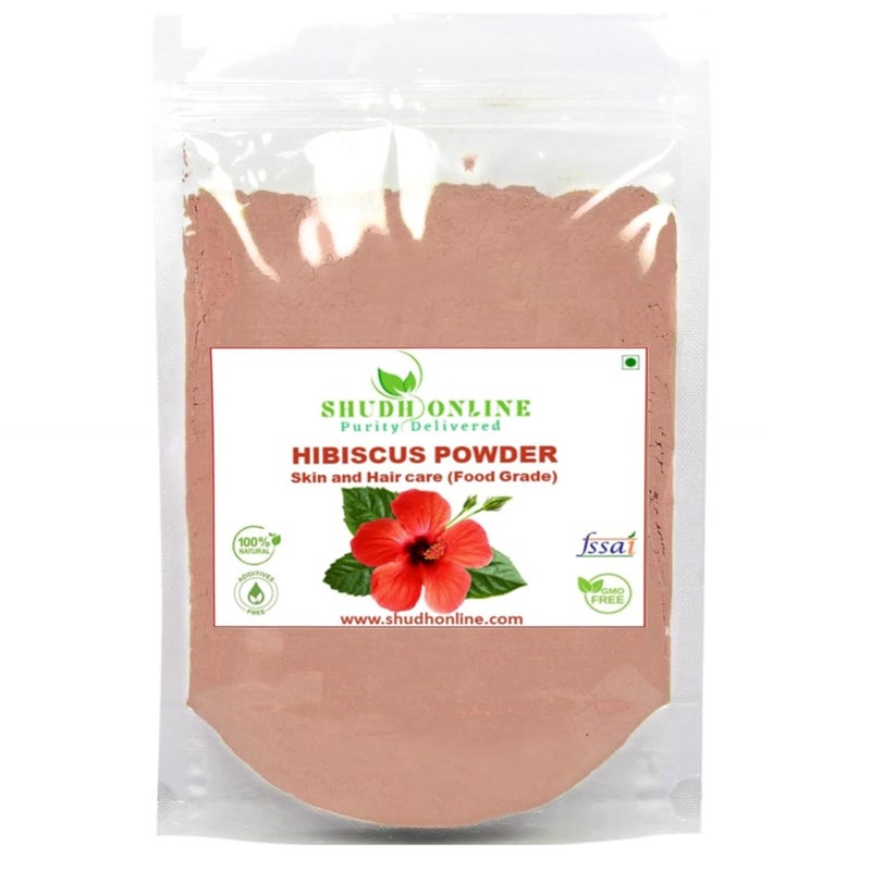 Shudh Online Organic Hibiscus Powder for Hair Growth (7 oz - 0.45 lb) Pure Sabdariffa Flower Powder - Dried Hibiscus Flower for Hair - Flor De Hibisco Jamaica - Non GMO & Gluten Free (200g)