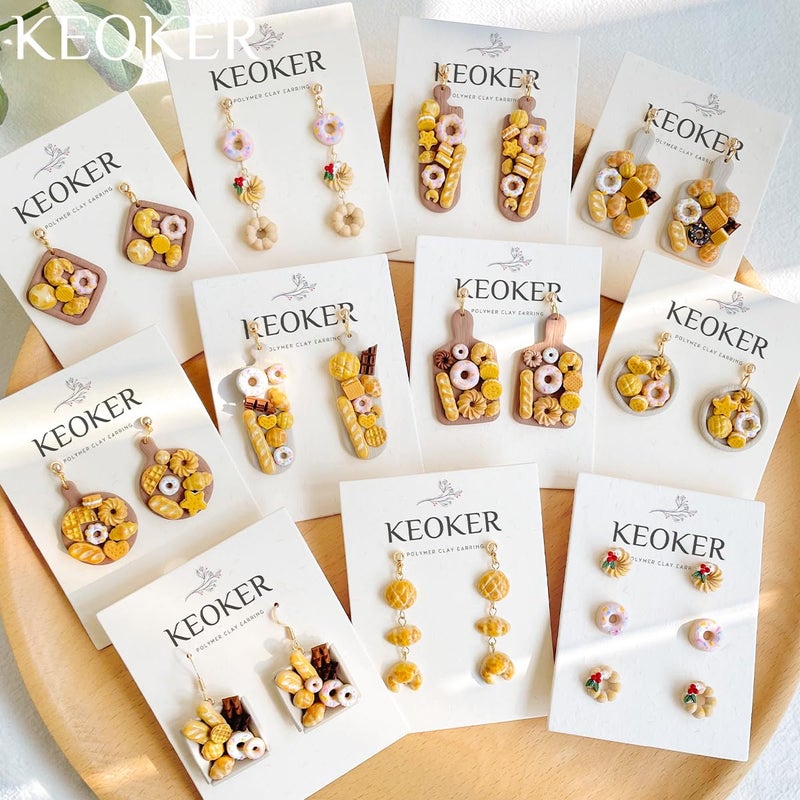 KEOKER Dessert & Bread Polymer Clay Molds & Charcuterie Boards Clay Cutters, Clay Silicone Molds, 6 Shapes Polymer Clay Cutters, 12pcs Earring Molds for Polymer Clay, Polymer Clay Molds for Jewelry - Image 2