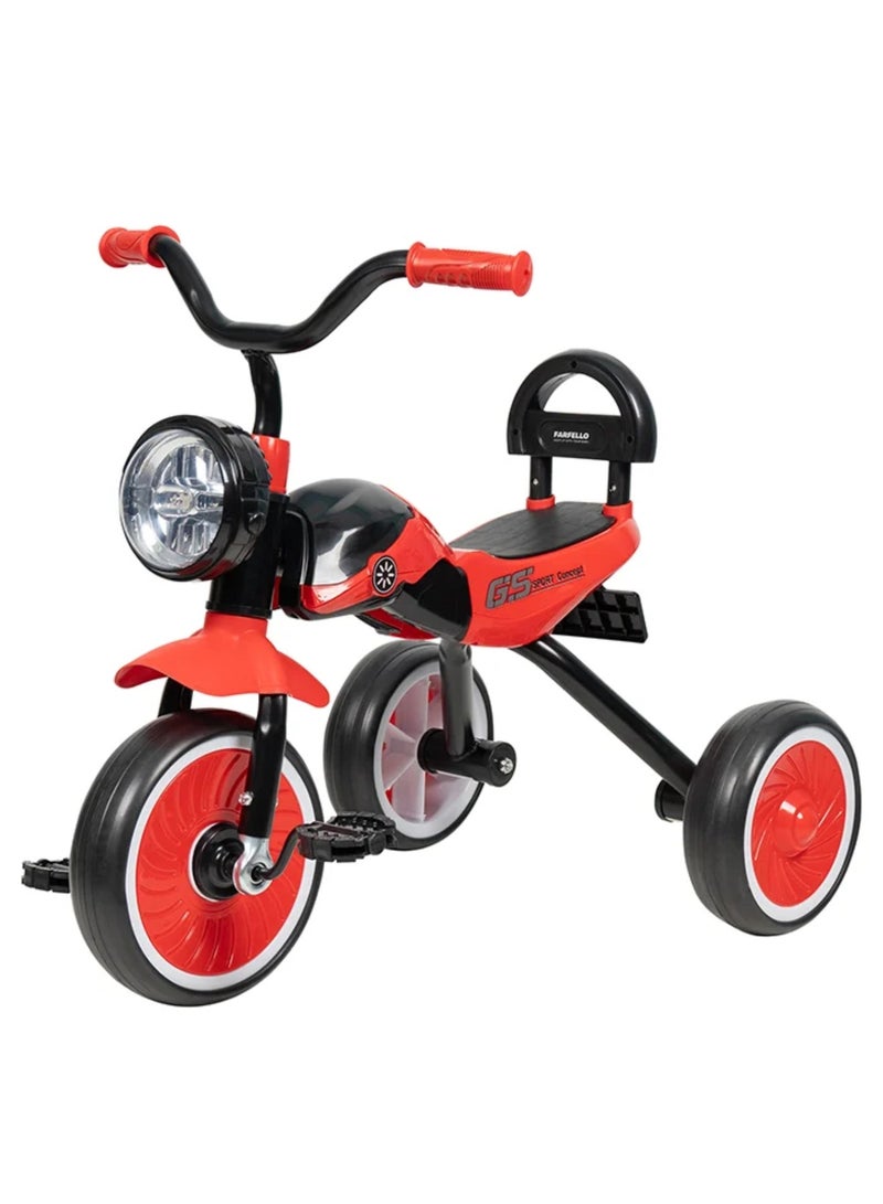 Children's Tricycle with a Strong and Durable Metal Frame, a Comfortable Plastic Seat with a Backrest to Provide Extra Support for the Child, and a Headlight for Ages One and a Half to 4 Years  - Image 1