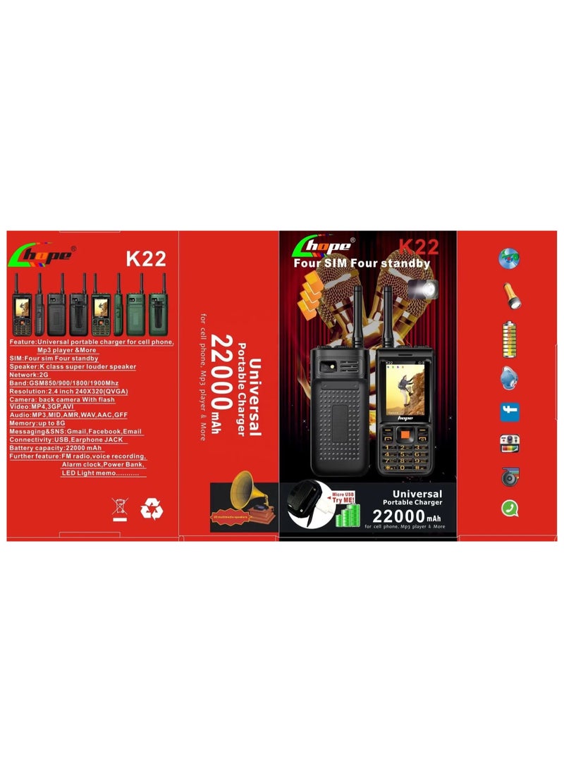 Dual SIM 20,000mAh Battery Mobile Phone with LED Light | Heavy-Duty 3-in-1 Device for Camping, Emergencies, & Daily Use – Long Battery Life, Power Bank Functionality, and Bright Flashlight