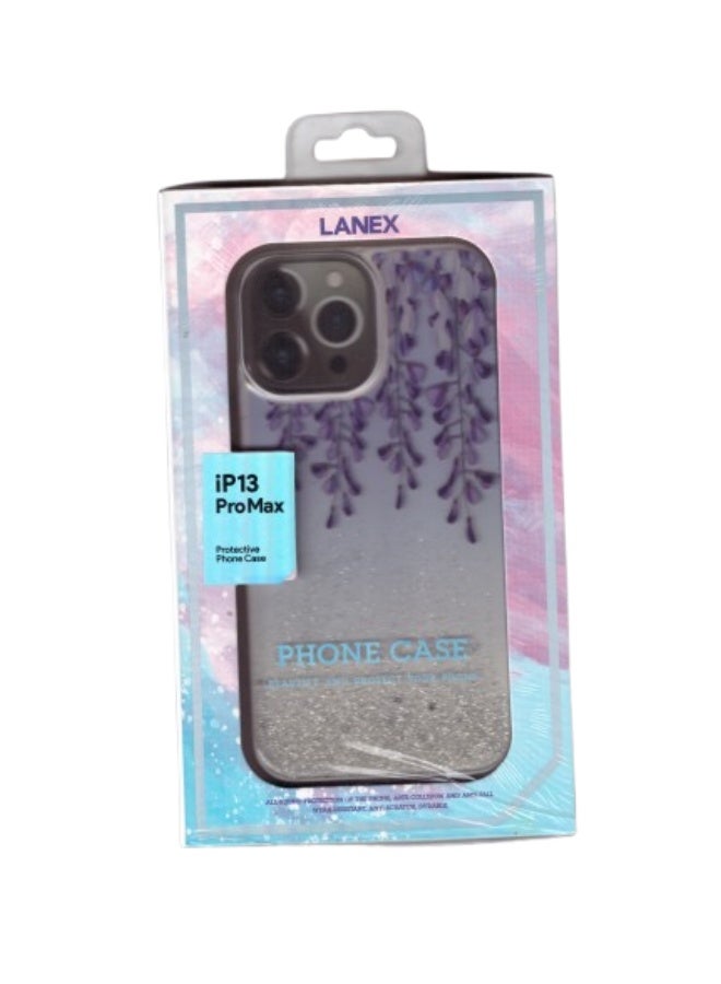 لانيكس كفر حماية آيفون 13 برو ماكس (LANEX) بتصميم الوستارية البنفسجية اللامع | ضد الصدمات