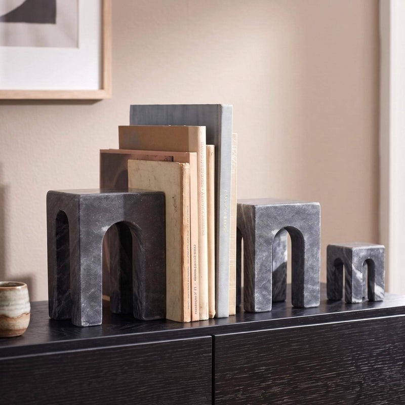 Pan Home Arcade Marble 3-Piece Arc Decor Bookends - Grey - 112OTL9900103 - Image 1