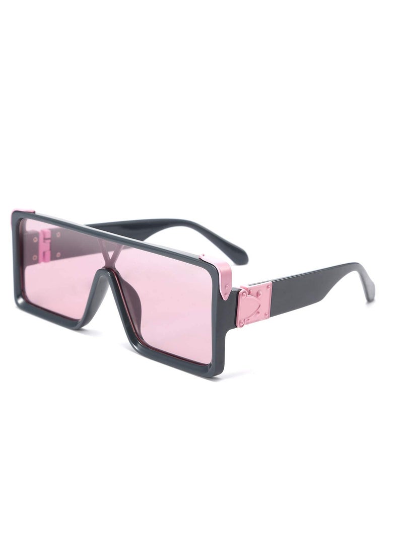 SYOSI One Piece Square Sunglasses Women Men Metal Oversized Square Sunglasses Flat Top Shield Sunglasses One Piece Frameless Stylish Sunglasses for Women Men - Image 1