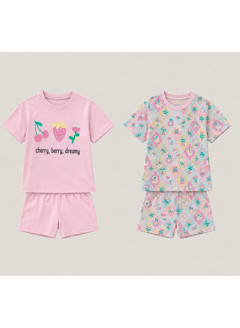 Penti Girls Cherry,Berry Pink 2-Pack Pyjama Set