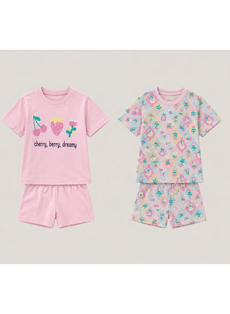 Penti Girls Cherry,Berry Pink 2-Pack Pyjama Set - Image 2