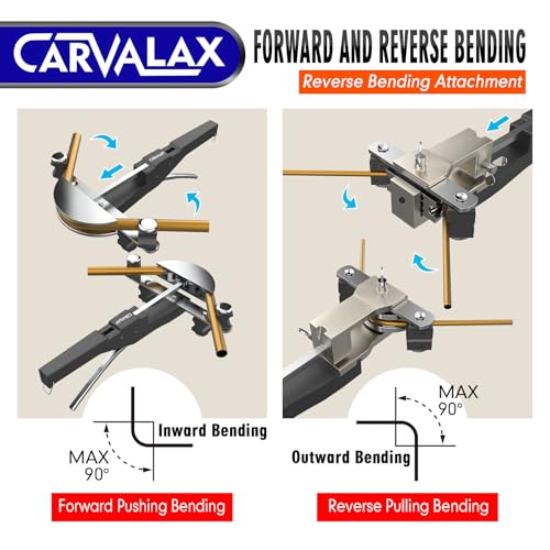 CARVALAX CAVALAX Aluminum Pipe Tube Bender Set with 7 Electroplated Bender Heads, for 1/4” to 7/8” O.D, 90° Ratcheting Tubing Bender w/Reverse Bending Adapters, for HVAC, Air Conditioning, and Heating Repair - Image 2