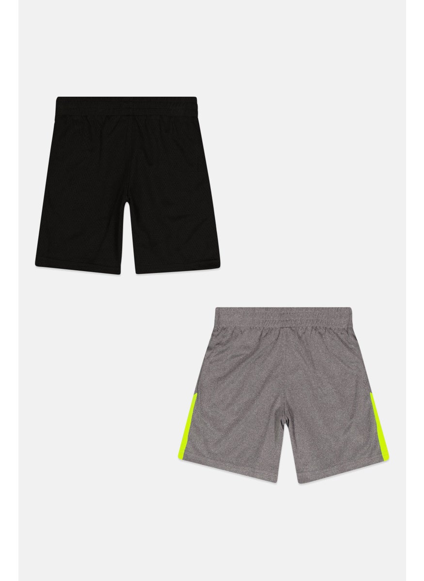 PUMA Toddlers Boy 2 Pieces Sportswear Fit Brand logo Training Shorts, Grey/Lime  - Image 2