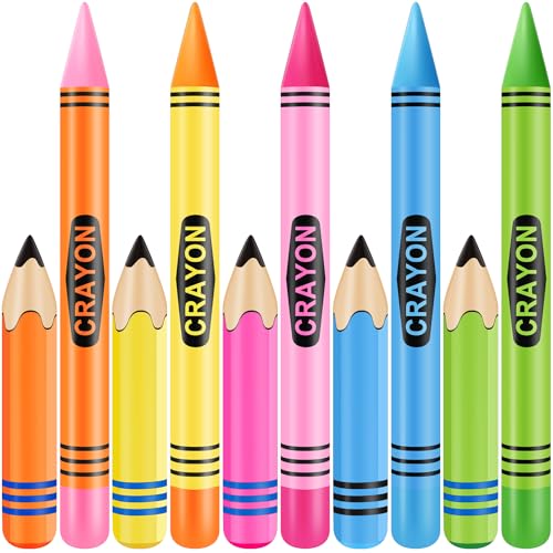 Glimin 10 Pcs Inflatable Crayons Large Blow up Crayons Set Jumbo Crayon Balloons Crayon Inflatable Pencil for Birthday Photo Prop Party Favor Decor 5 Colors - Image 1