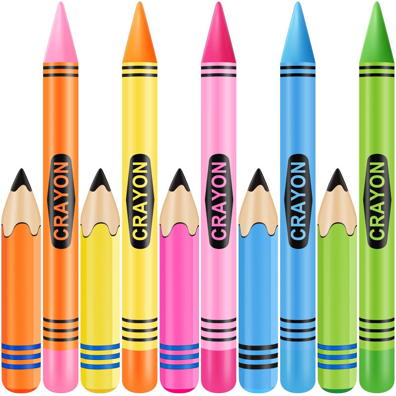 Glimin 10 Pcs Inflatable Crayons Large Blow up Crayons Set Jumbo Crayon Balloons Crayon Inflatable Pencil for Birthday Photo Prop Party Favor Decor 5 Colors - Image 3