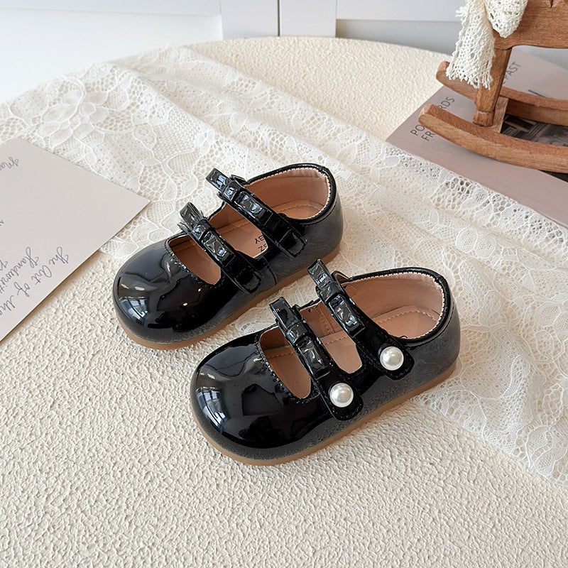 Girls'' Pearl Leather Shoes 2026 Wholesale Kids Children''s Bowknot Single Shoes Girls'' Princess Shoes Baby Shoes - Image 1