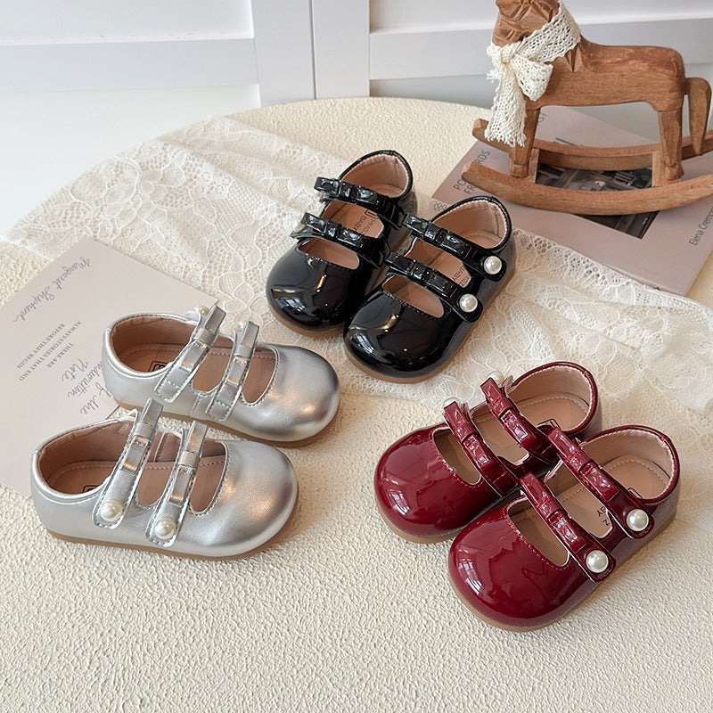 Girls'' Pearl Leather Shoes 2026 Wholesale Kids Children''s Bowknot Single Shoes Girls'' Princess Shoes Baby Shoes - Image 3