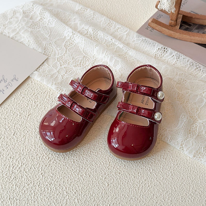 Girls'' Pearl Leather Shoes 2026 Wholesale Kids Children''s Bowknot Single Shoes Girls'' Princess Shoes Baby Shoes - Image 4