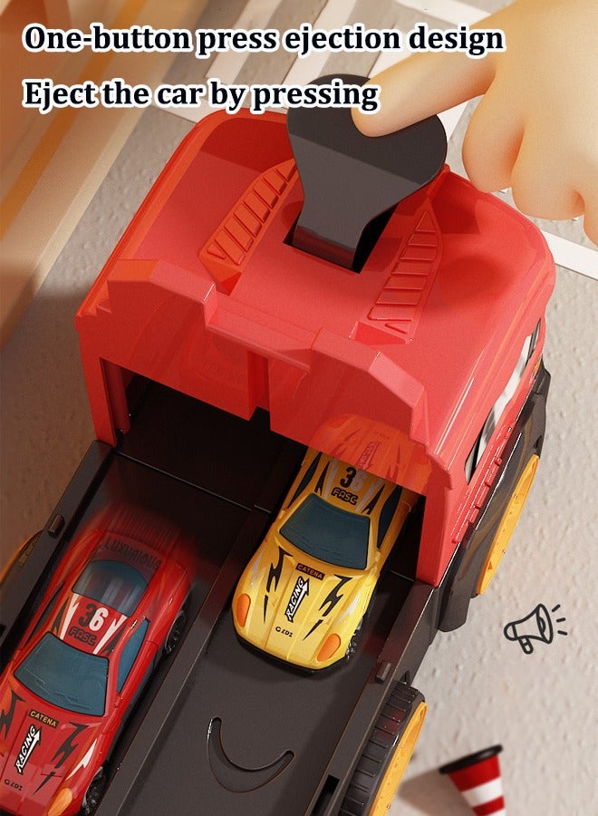 Beauenty Folding truck children's toy set Truck race track kids toys Folding and transforming toy truck Sliding track car parking lot toys Foldable 3-layer rail truck Storage racing toy set With 8 race cars - Image 5