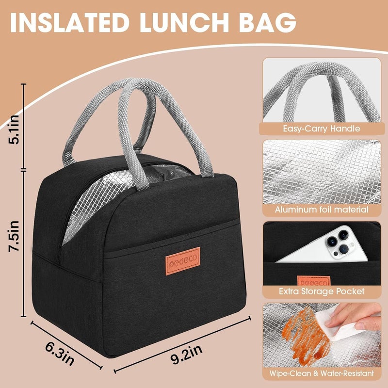 PEDECO All-in-one Bento Lunch Box Set for Adults & Kids with Insulated Bag, Leakproof 3-Compartment and 2-Tier Stackable Container with Portable Sauce Pod, Microwave/Dishwasher Safe, BPA-Free (White) - Image 5
