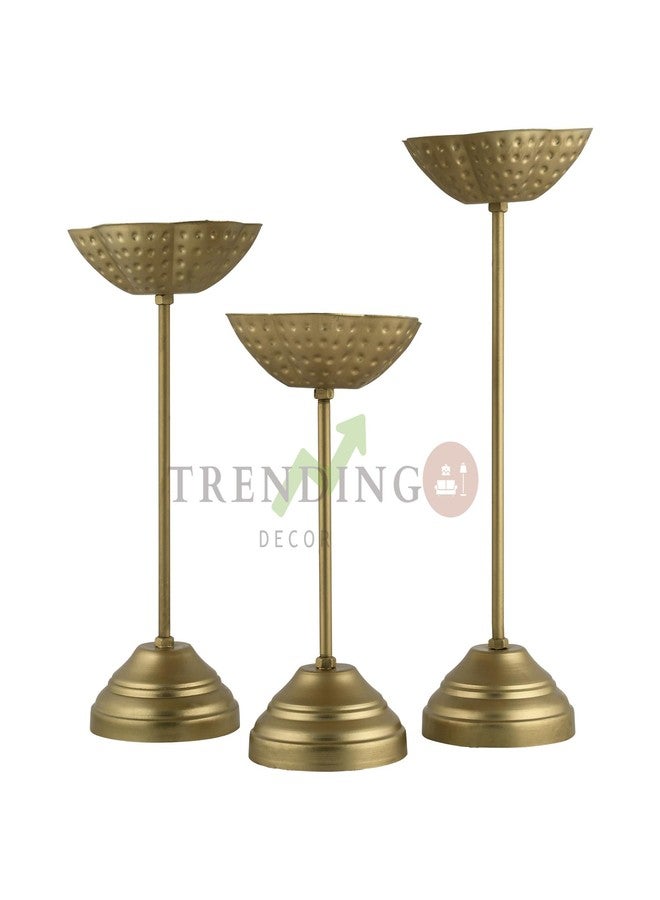 TRENDING DECOR Decorative Tealight Holder Stand | Urli Stand Set of 3 for Decoration | Floating Diya Stand Home Decor Decorative Showpiece - Image 3