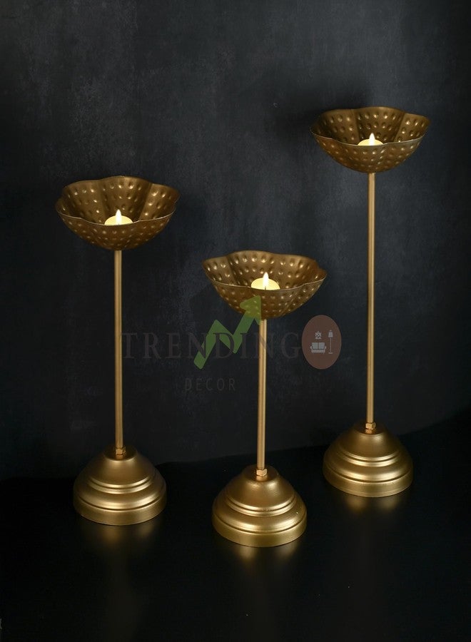 TRENDING DECOR Decorative Tealight Holder Stand | Urli Stand Set of 3 for Decoration | Floating Diya Stand Home Decor Decorative Showpiece - Image 2