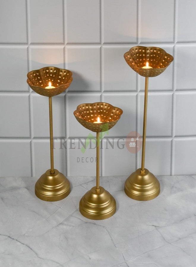 TRENDING DECOR Decorative Tealight Holder Stand | Urli Stand Set of 3 for Decoration | Floating Diya Stand Home Decor Decorative Showpiece - Image 1