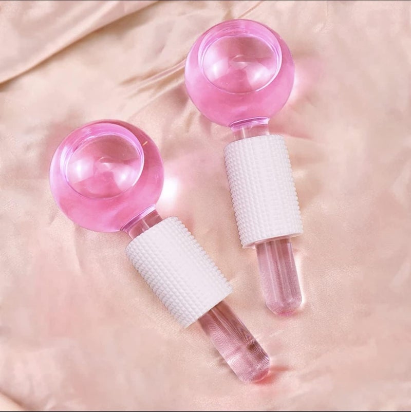 MARK STORE Ice Roller Globe, 2 Pcs Ice globe Massager, Facial Roller Cold Skin Massager, Safe and Durable, Non Slip and Easy To Use, for Daily Beauty, Redness Soothing, Facial Wrinkle Removal, Puffines (Pink) - Image 2
