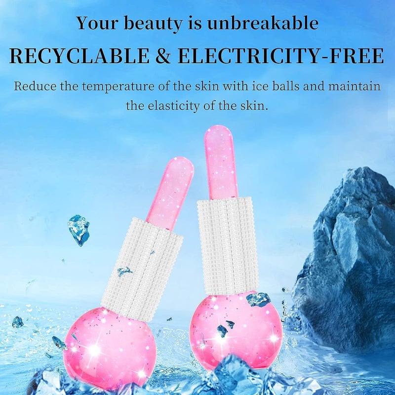 MARK STORE Ice Roller Globe, 2 Pcs Ice globe Massager, Facial Roller Cold Skin Massager, Safe and Durable, Non Slip and Easy To Use, for Daily Beauty, Redness Soothing, Facial Wrinkle Removal, Puffines (Pink) - Image 4