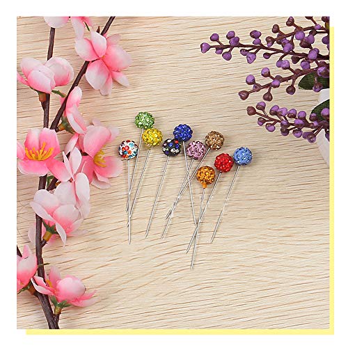 KOOBOOK 30Pcs/Set Muslim Hijab Scarf Pin Rhinestone Ball Pendant Pins Brooch Straight Head Pin For Women - Image 2