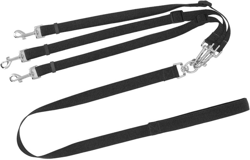 3 Way Dog Leash Multipurpose Nylon Coupler with Adjustable Length, Padded Handle, Blue - Free Design, Detachable for One to Three Dogs, Comfortable Walking and Training (Black) - Image 2