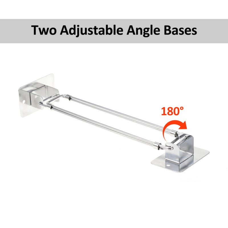 RV Bathroom Corner Storage Bar: 1 Pack Silver Stainless Steel - Adjustable Length 7.6 To 13.6 Inches Rotatable Base Stick On Storage Bar for RV Camper Bathroom Kitchen Corners - Image 3