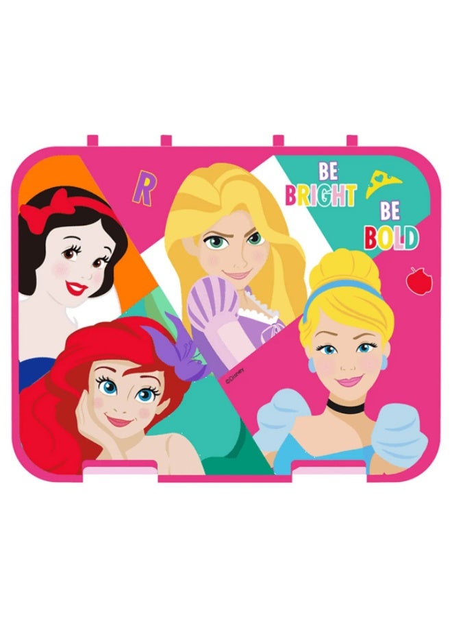 ديزني برنسيس علبة غداء ديزني برينسيس بعجلات، 4 أقسام، قفل مزدوج، مصنوعة من مادة التريتان، متعددة الألوان - Image 1