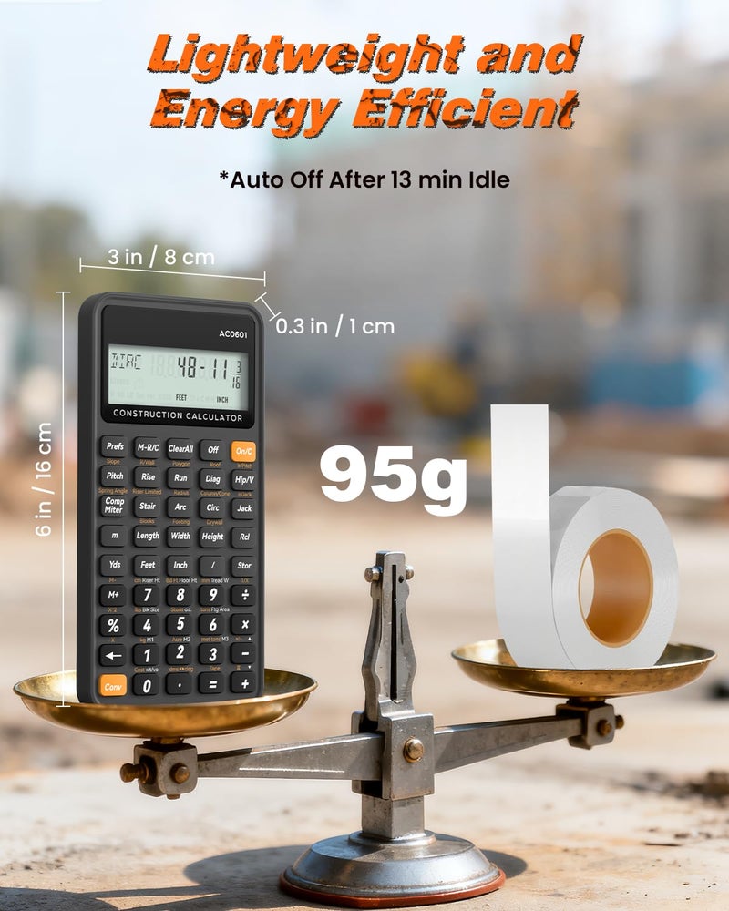 ROATEE Construction Calculator Industrial & Scientific ROATEE Engineering Calculator for Contractor, Concrete Pocket Feet-inch-Fraction Calculators Carpenter, Estimator, Builder, Framer, Remodeler, Renovator - Image 4