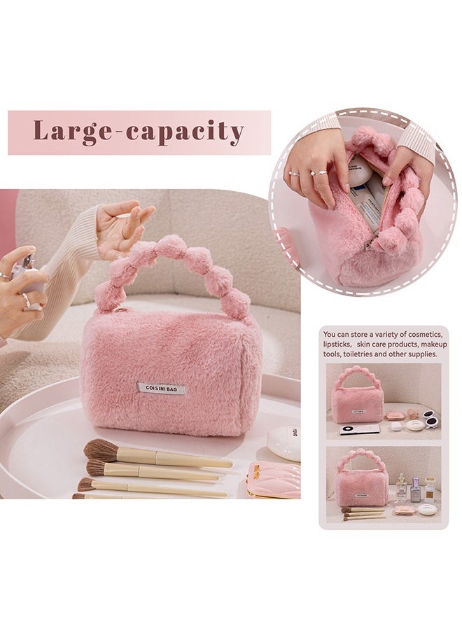 Cosmetic Bags, Zipper Make Up Bag, Portable Toiletry Organizer Bag For Women, Large Capacity Plush Storage Bags For Travel, Skincare Pouch Bag,Cute Handle Bag (Pink) - pzsku/Z6F1993C6ACEB9A179144Z/45/_/1734081242/9d5641df-041a-4de3-bbc6-1a752009444a