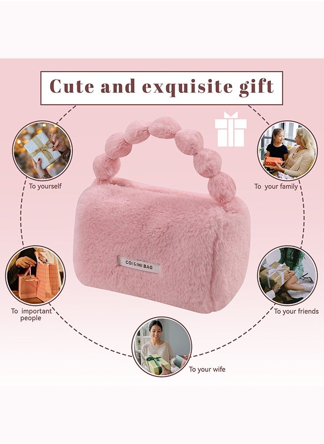 Cosmetic Bags, Zipper Make Up Bag, Portable Toiletry Organizer Bag For Women, Large Capacity Plush Storage Bags For Travel, Skincare Pouch Bag,Cute Handle Bag (Pink) - pzsku/Z6F1993C6ACEB9A179144Z/45/_/1734081243/81756a4f-f952-473a-930c-4c9d8ddcfaa8