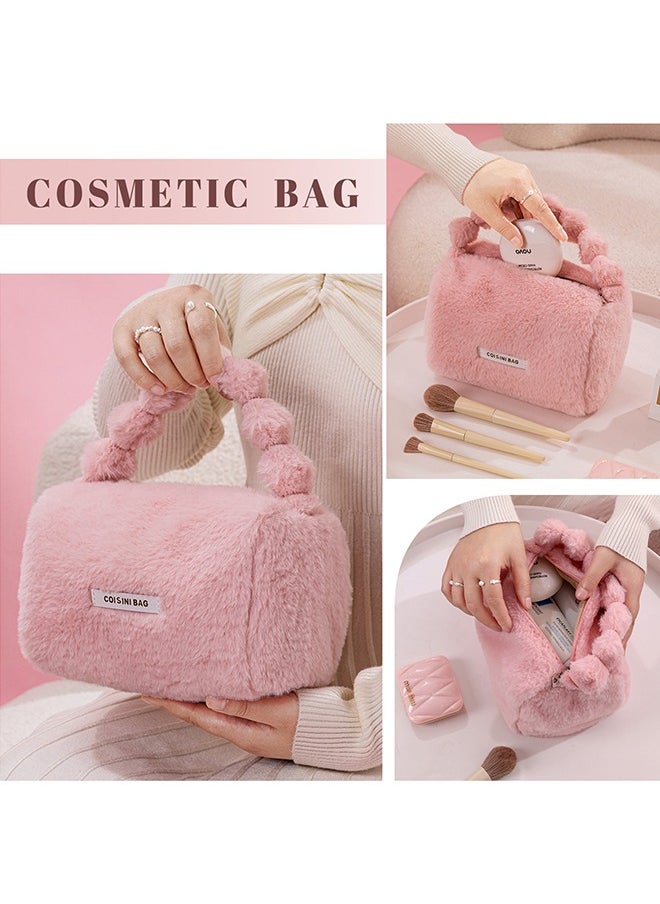 Cosmetic Bags, Zipper Make Up Bag, Portable Toiletry Organizer Bag For Women, Large Capacity Plush Storage Bags For Travel, Skincare Pouch Bag,Cute Handle Bag (Pink) - pzsku/Z6F1993C6ACEB9A179144Z/45/_/1734081264/751f6e02-21f5-4e1c-b93c-6c8f720b5be3