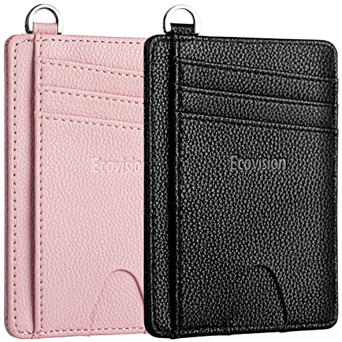 EcoVision Slim Minimalist Front Pocket Wallet, RFID Blocking Credit Card Holder Wallet with Detachable D-Shackle for Men Women - Image 1