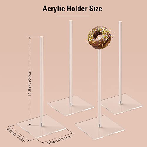 Suneerplay Donut Stand Acrylic 4 Pack, Clear Bagel Holder Stand, Donut Tower Stand, Donut Display Stand for Dessert Table, Doughnut Holder for Birthday, Wedding, Baby Shower, Christmas, Party - Image 2
