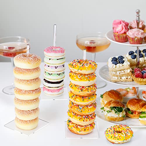 Suneerplay Donut Stand Acrylic 4 Pack, Clear Bagel Holder Stand, Donut Tower Stand, Donut Display Stand for Dessert Table, Doughnut Holder for Birthday, Wedding, Baby Shower, Christmas, Party - Image 5