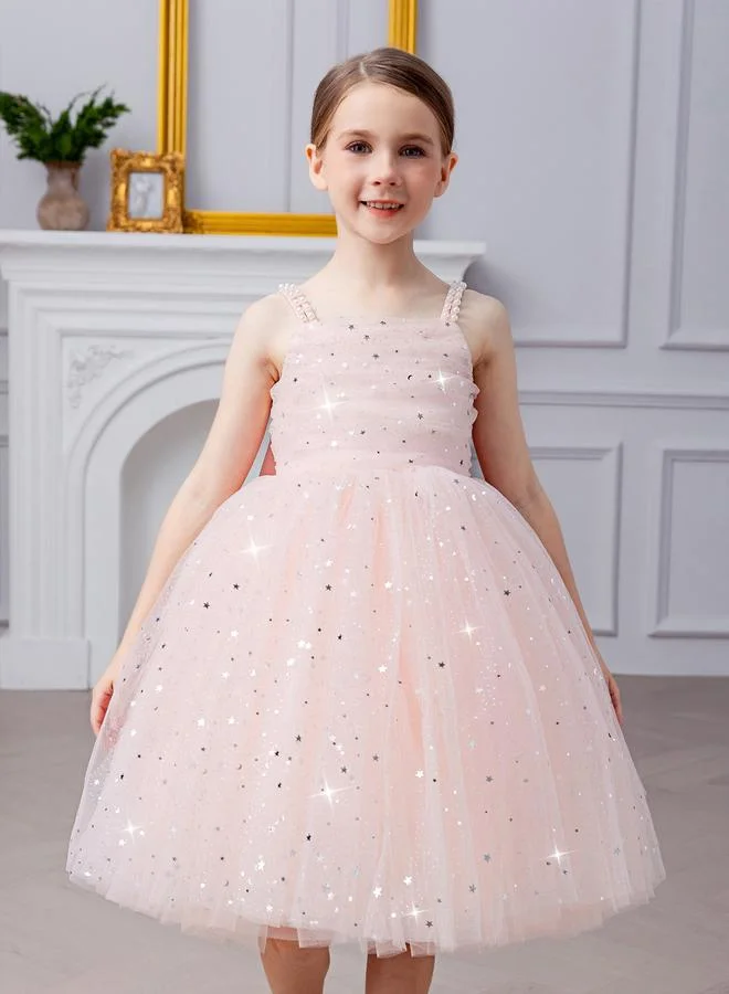 تايك تو فستان بناتي شبكي مزين بتفاصيل فيونكة