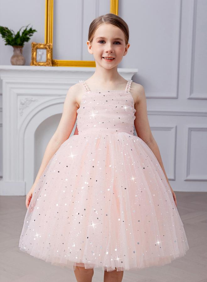 Take Two Girls Bow Detail Embellished Mesh Dress - Image 1