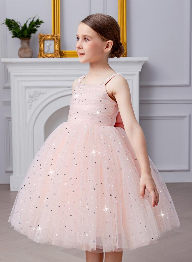 Take Two Girls Bow Detail Embellished Mesh Dress - Image 4