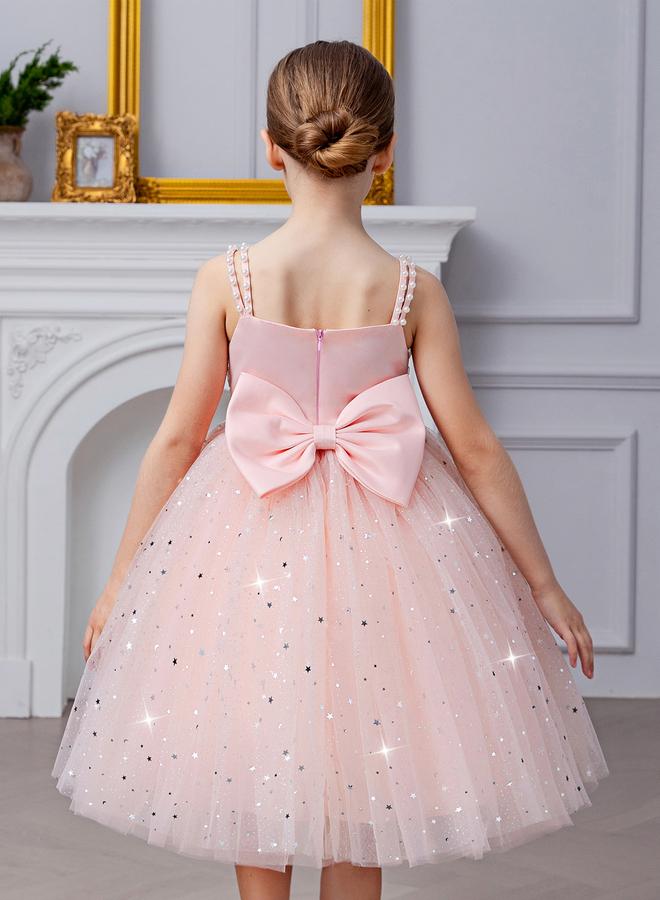 Take Two Girls Bow Detail Embellished Mesh Dress - Image 3