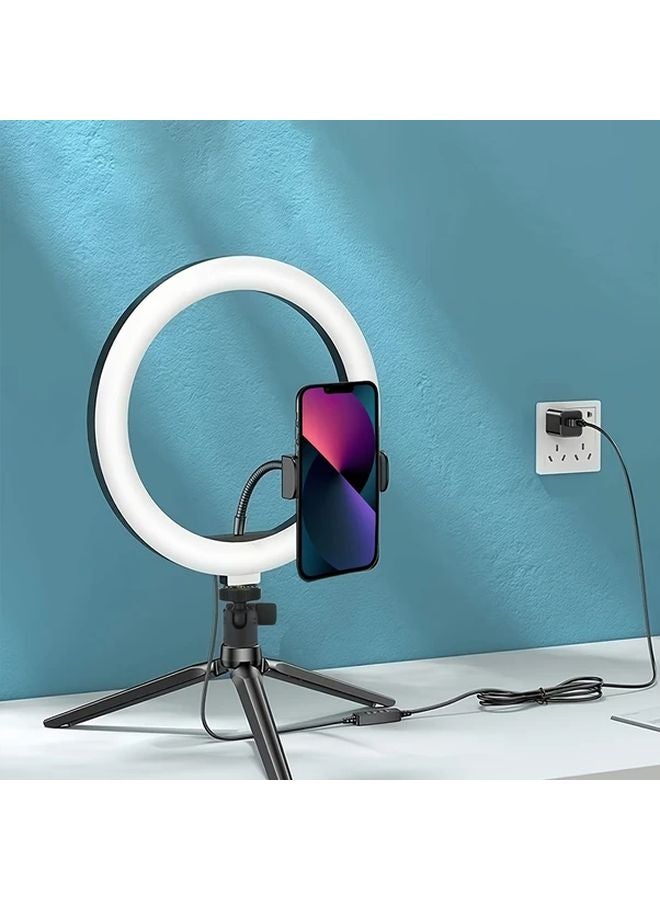 مجموعة إضاءة احترافية للتصوير الفوتوغرافي مقاس 10 بوصة مع دوران 360 درجة ومفتاح متعدد الوظائف مقاس واحد - Image 3