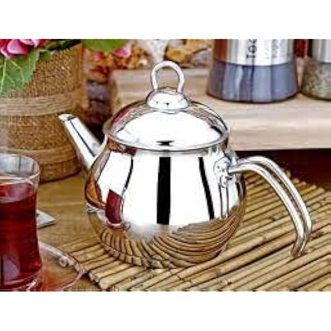 هاسيفير إبريق شاي من الفولاذ المقاوم للصدأ، غلاية شاي، غلاية شاي على الموقد، إبريق شاي بمقبض مقاوم للحرارة، سعة 20 لترًا - Image 4