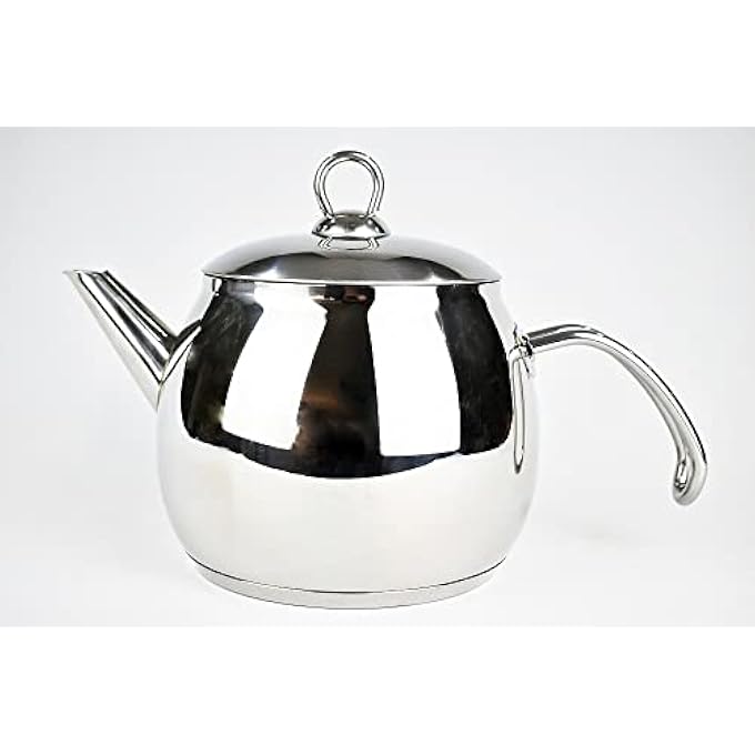 هاسيفير إبريق شاي من الفولاذ المقاوم للصدأ، غلاية شاي، غلاية شاي على الموقد، إبريق شاي بمقبض مقاوم للحرارة، سعة 20 لترًا - Image 3