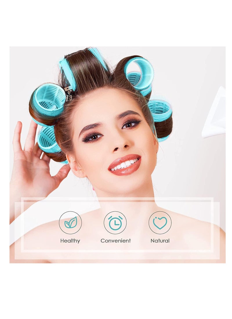 Premify 24Pcs Large Hair Rollers Set, 12 Pcs Self Grip Holding Hair Rollers Curlers 40 x 63 mm & 12 Pieces Duckbill Sectioning Clips for Salon Barber Hairdressing, Hair Styling Rollers, Hair Accessories  - Image 4
