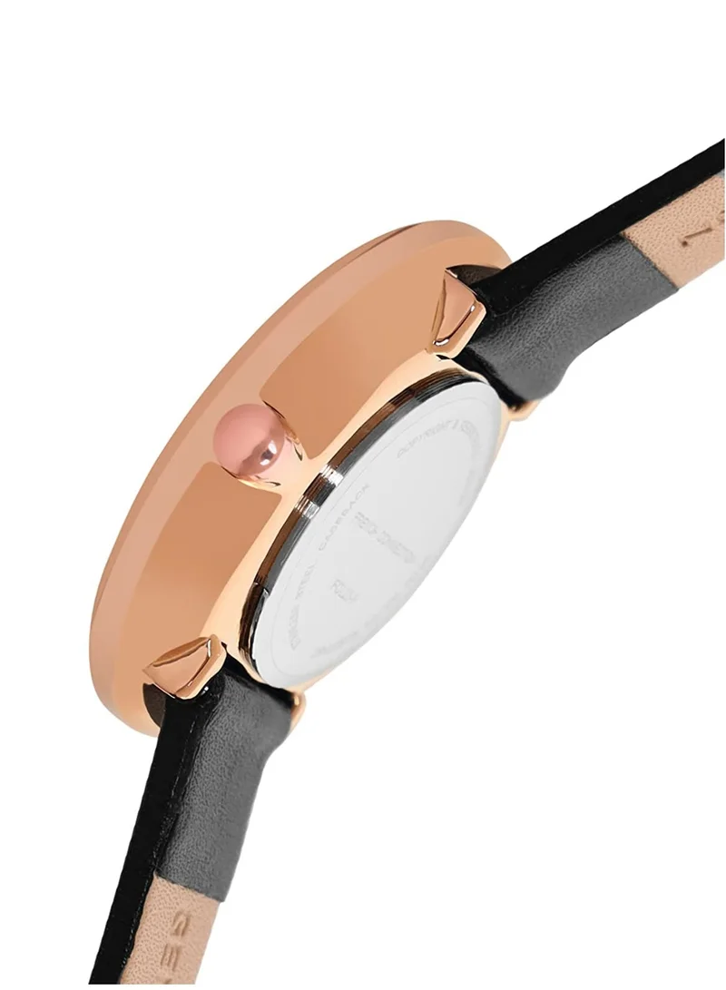 French Connection Women's Analog Watch With Black Leather Strap 31 mm