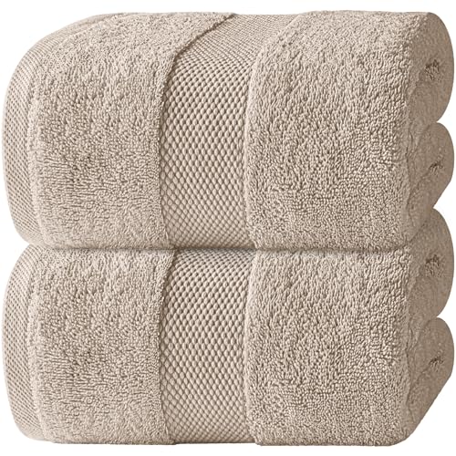 White Classic Luxury Soft Bath Sheet Towels - 650 GSM Cotton Luxury Bath Towels Extra Large 35x70 | Highly Absorbent and Quick Dry | Hotel Collection Extra Large Bath Towels Oversized, Taupe, 2 Pack - Image 1
