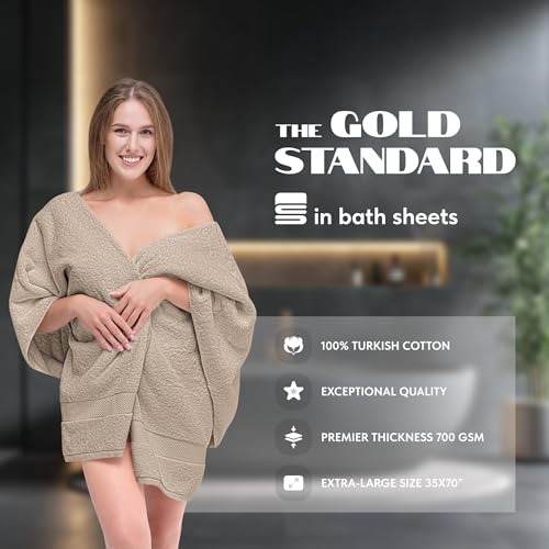 White Classic Luxury Soft Bath Sheet Towels - 650 GSM Cotton Luxury Bath Towels Extra Large 35x70 | Highly Absorbent and Quick Dry | Hotel Collection Extra Large Bath Towels Oversized, Taupe, 2 Pack - Image 2