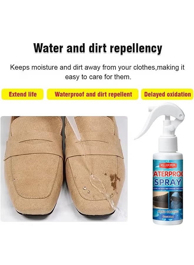 WILLIAM WEIR Suede & Fabric Waterproof Protector Spray, Fabric Waterproofing Spray, Nano Coating Hydrophobic Spray For Shoes, Boots, Tents & Umbrellas, Liquid & Stain Repellent, Dirt & Water Resistant, Rain & Stain Defense, 120ML - Image 4