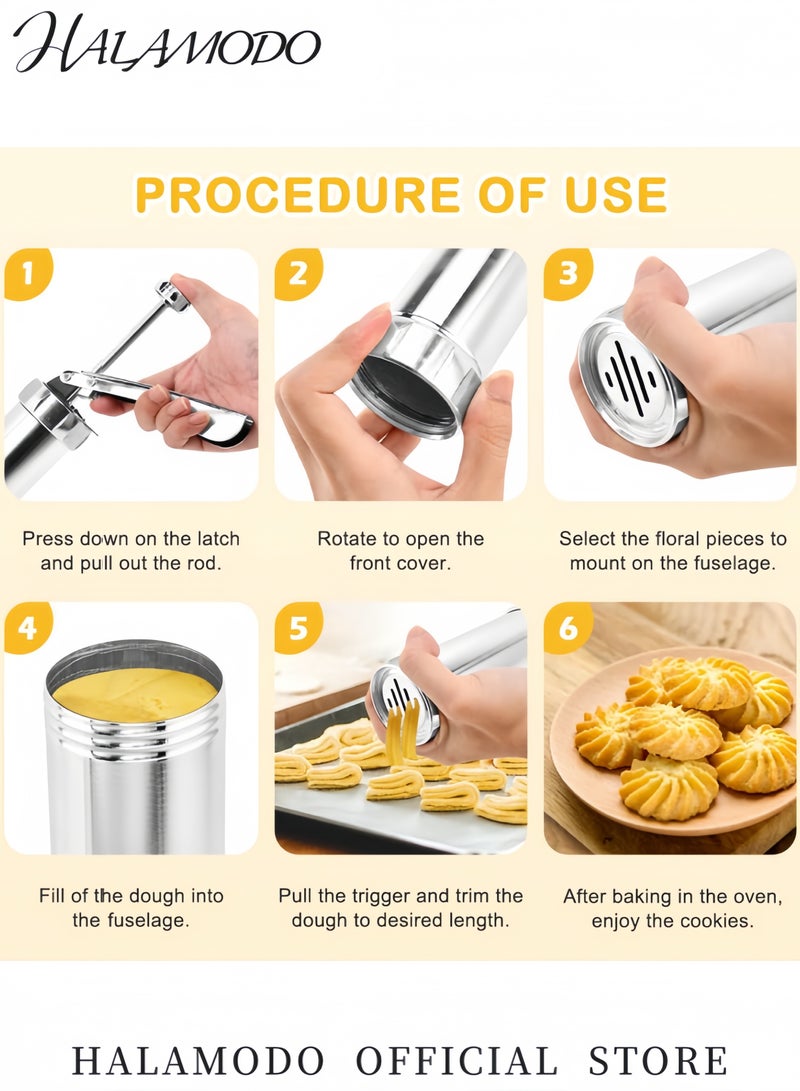 HALAMODO Biscuit Maker Cookie Gun 10106893 Silver - Image 5