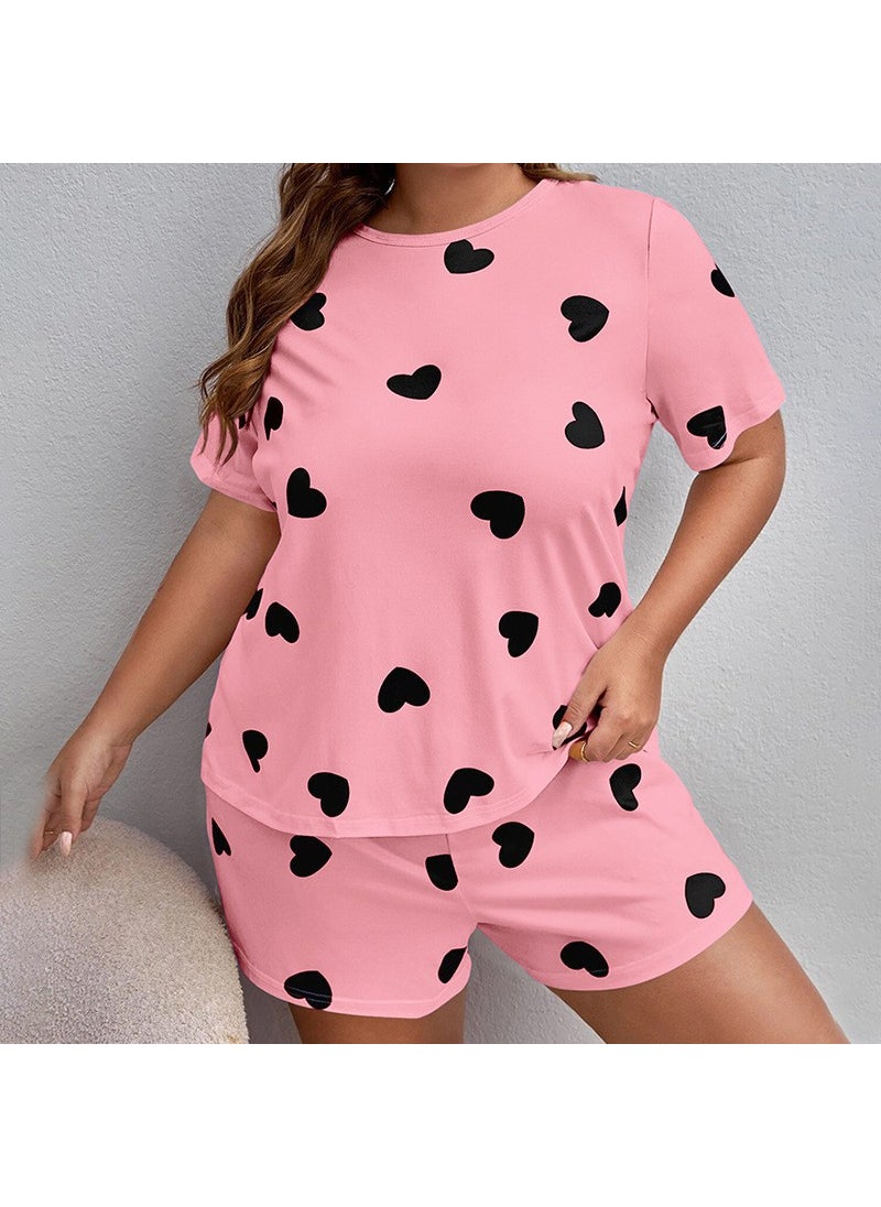 Generic - Plus Size Womens Sleepwear Set 05#-02 Double Short Black Love Pink - Image 1