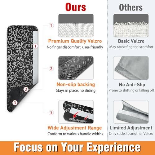 Luludamier Refrigerator Door Handle Covers, Set of 6, Non-Slip Fridge Handle Covers, Washable Appliance Handle Covers, Keep Your Kitchen Clean, Microwave Oven Dishwasher Handle Protector(Black, Silver pattern) - Image 5